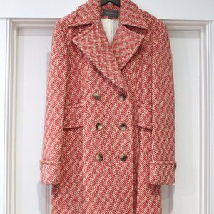 Ann Taylor Wool Mohair Herringbone Tweed Coat Pink
